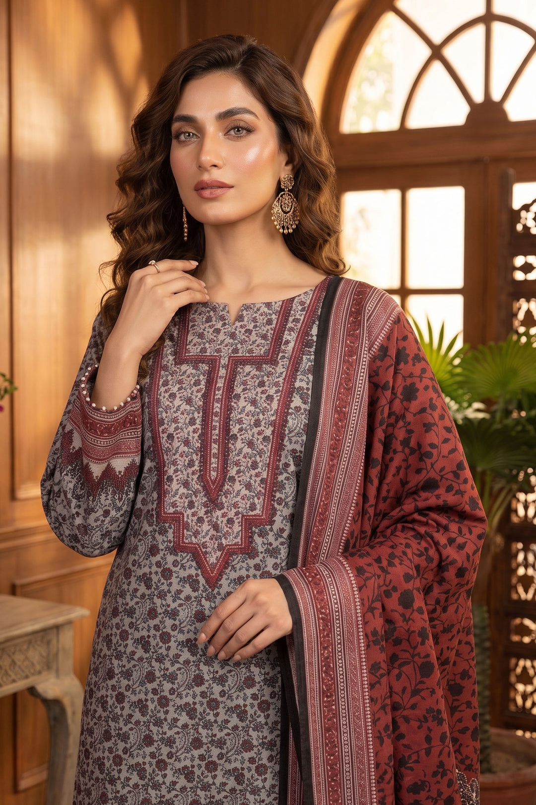 Gray 3 Piece Unstitched Premium Printed Lawn