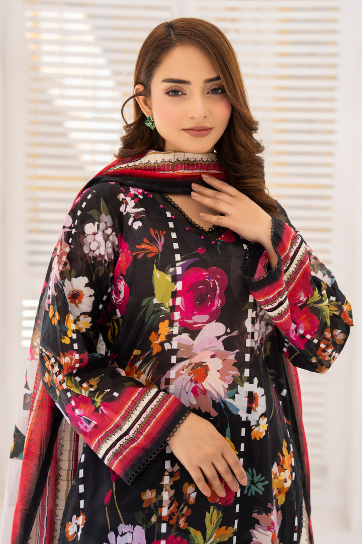 3 Piece Unstitched Chic Black Premium Lawn