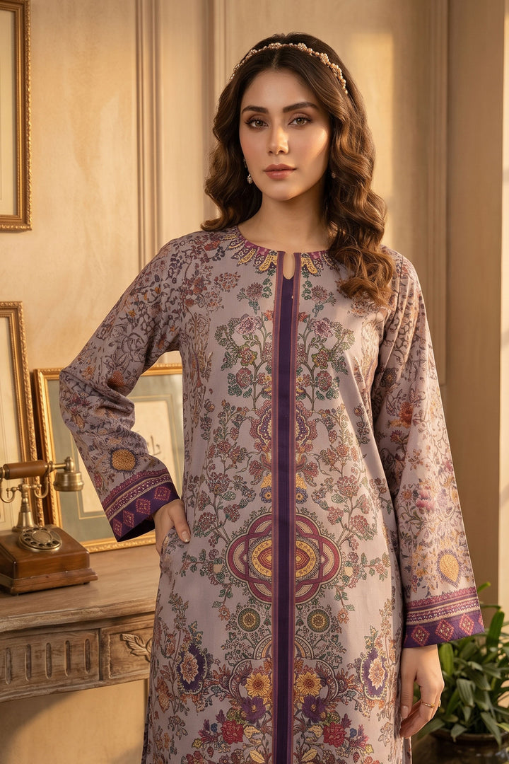 Old Lavender 2 Piece Unstitched Printed Cambric Co-Ord Set