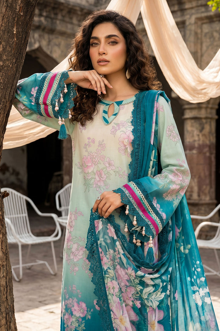 3 Piece Unstitched Teal Premium Lawn