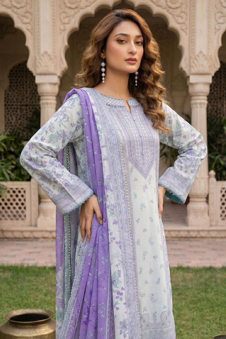 3 Piece Unstitched Violet Premium Lawn