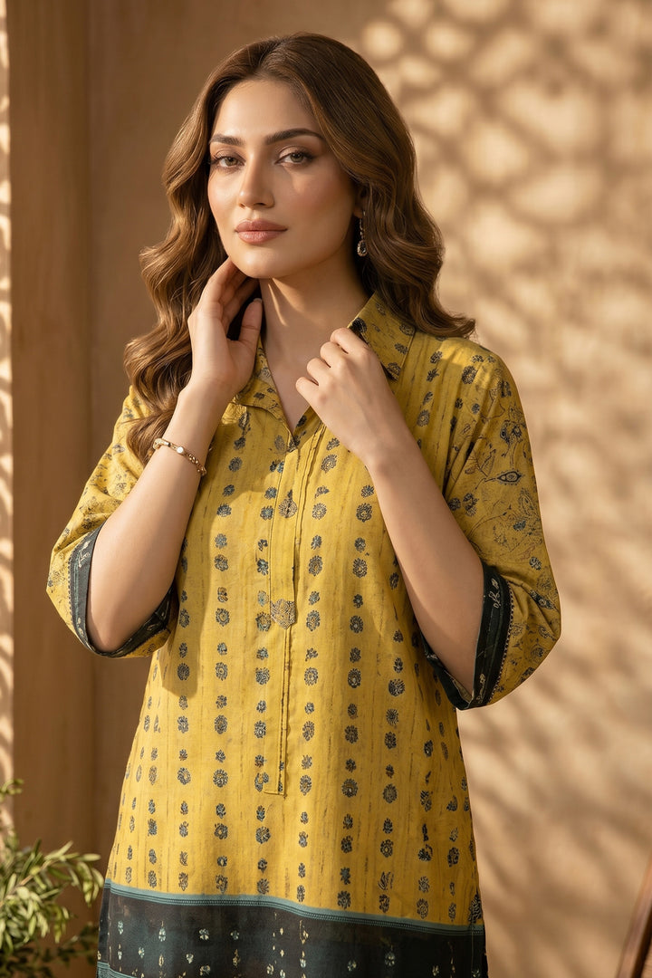 Goldenrod 2 Piece Unstitched Printed Cambric Co-Ord Set