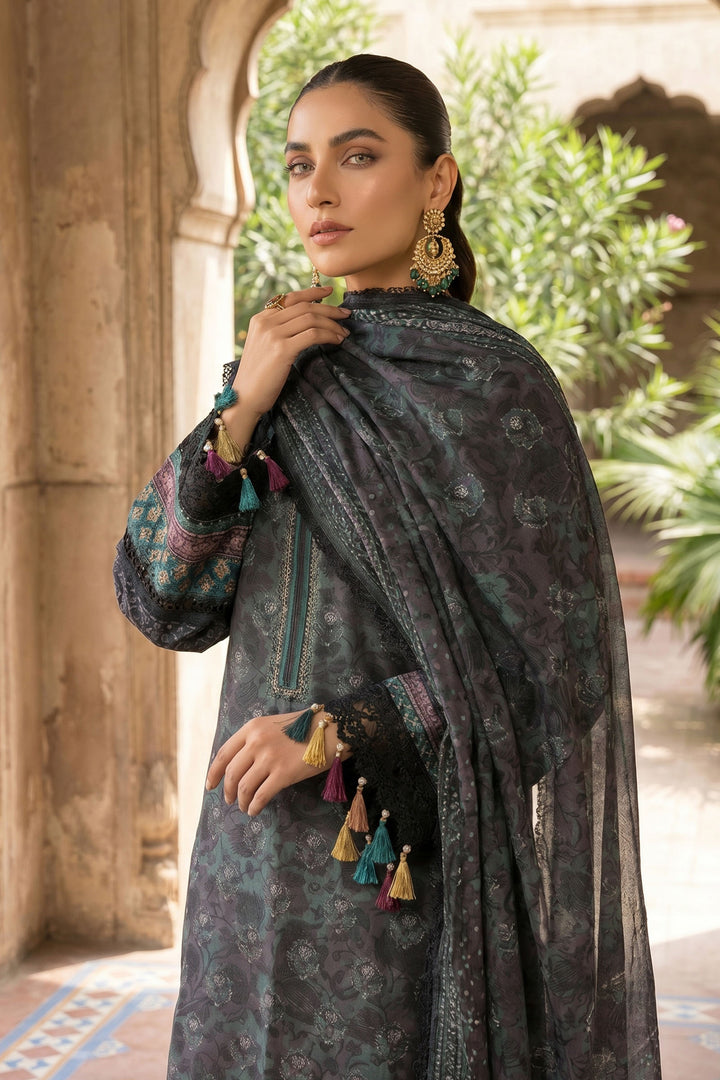 Purple Taupe 3 Piece Unstitched Premium Printed Lawn