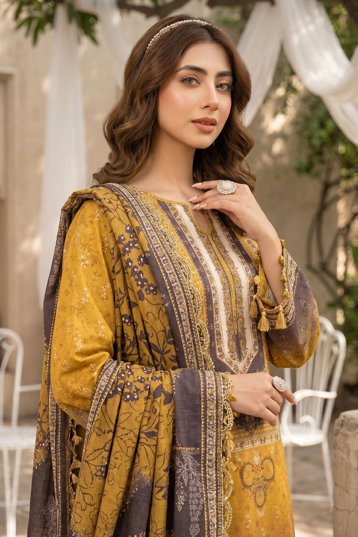 3 Piece Unstitched Yellow Premium Lawn