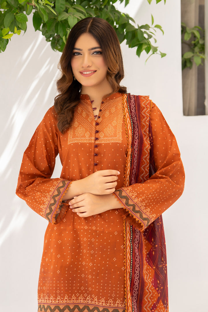 3 Piece Unstitched Pumpkin Premium Lawn