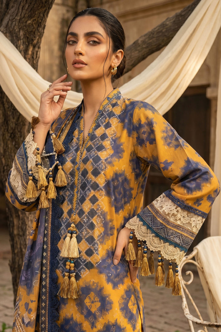 Yellow 3 Piece Unstitched Premium Printed Lawn
