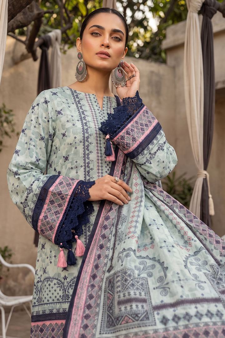 Light Green 3 Piece Unstitched Premium Printed Lawn