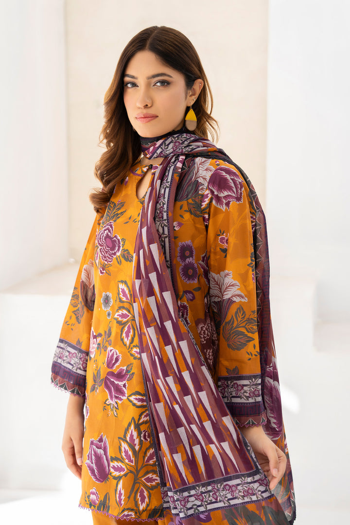 3 Piece Unstitched Saffron Premium Lawn