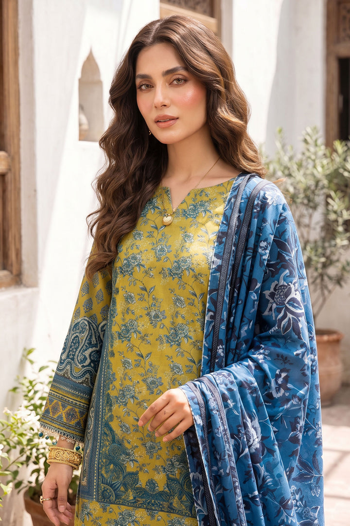 Satin Gold 3 Piece Unstitched Premium Printed Lawn