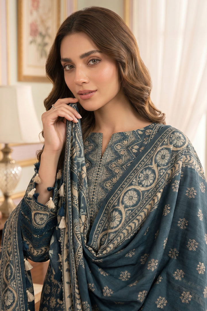 Dark Blue Grey 3 Piece Unstitched Premium Printed Lawn