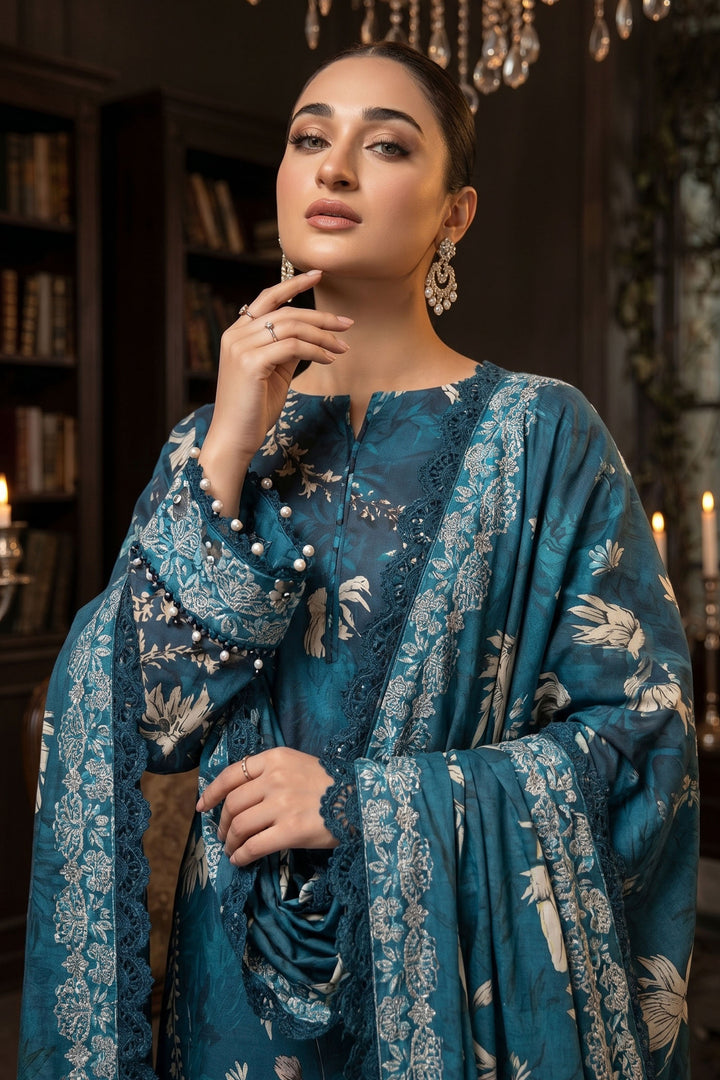 3 Piece Unstitched Teal Premium Lawn