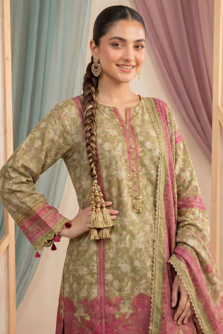 Mehndi Green 3 Piece Unstitched Premium Printed Lawn