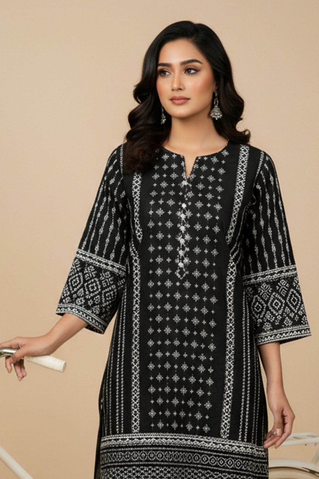 Unstitched Premium Black Printed Co-Ord Set