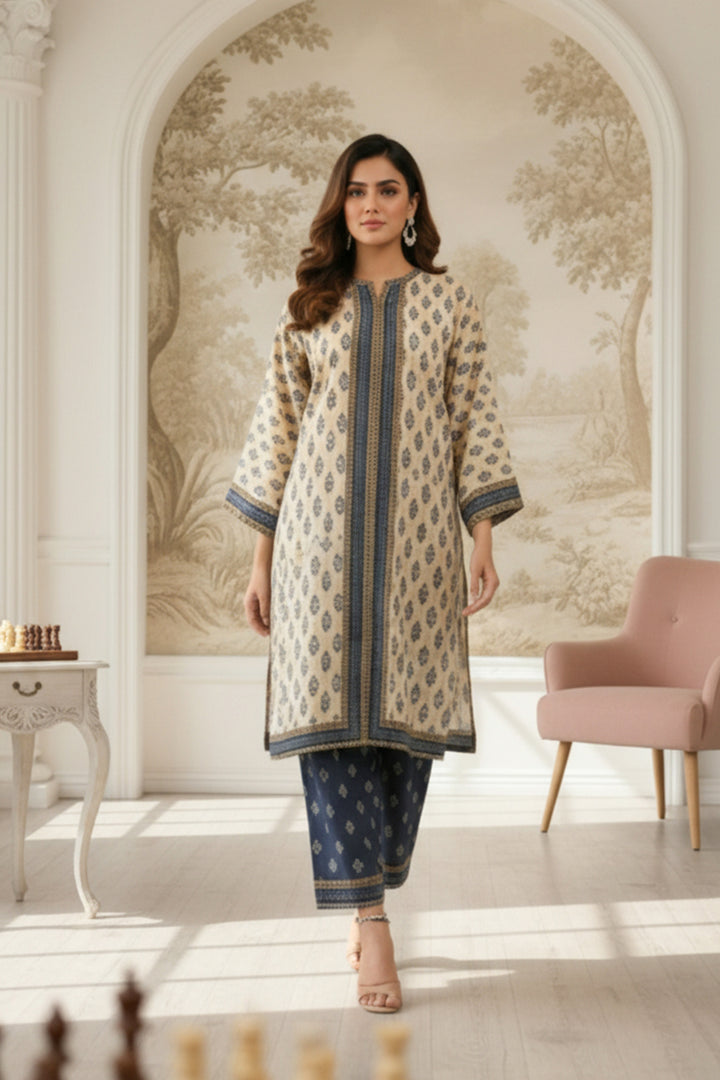 2 Pc Unstitched Premium Desert Sand Printed Co-Ord Set Suit