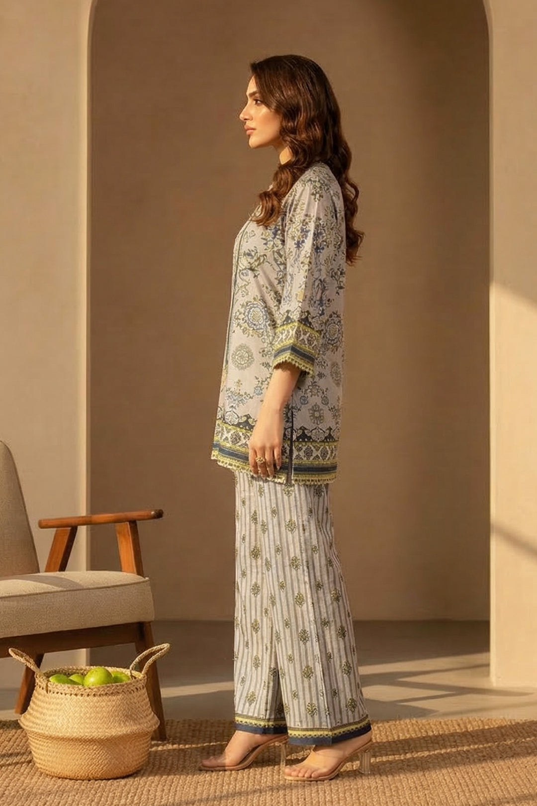 2 Pc Unstitched Premium Printed Almond Co-Ord Set By Jacquard Clothing Summer 2026 Collection