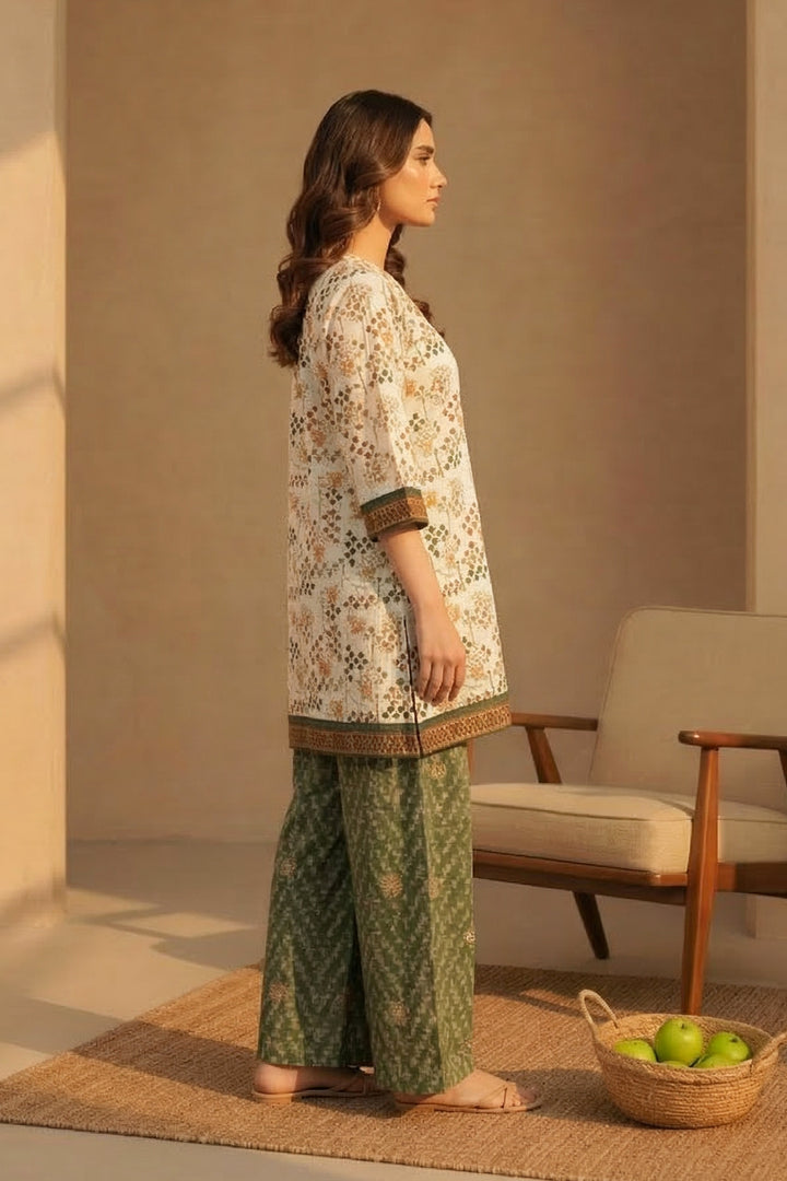 2 Pc Unstitched Premium Printed Antique WhiteCo-Ord Set By Jacquard Clothing Summer 2026 Collection