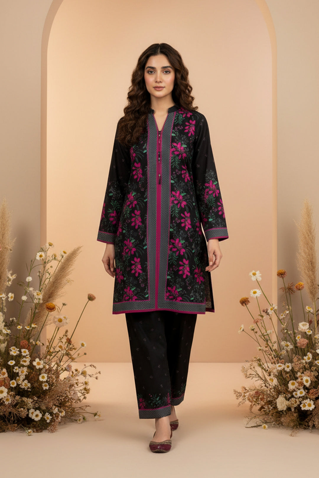 2 Pc Unstitched Premium Printed Black Co-Ord Set By Jacquard Clothing Summer 2026 Collection