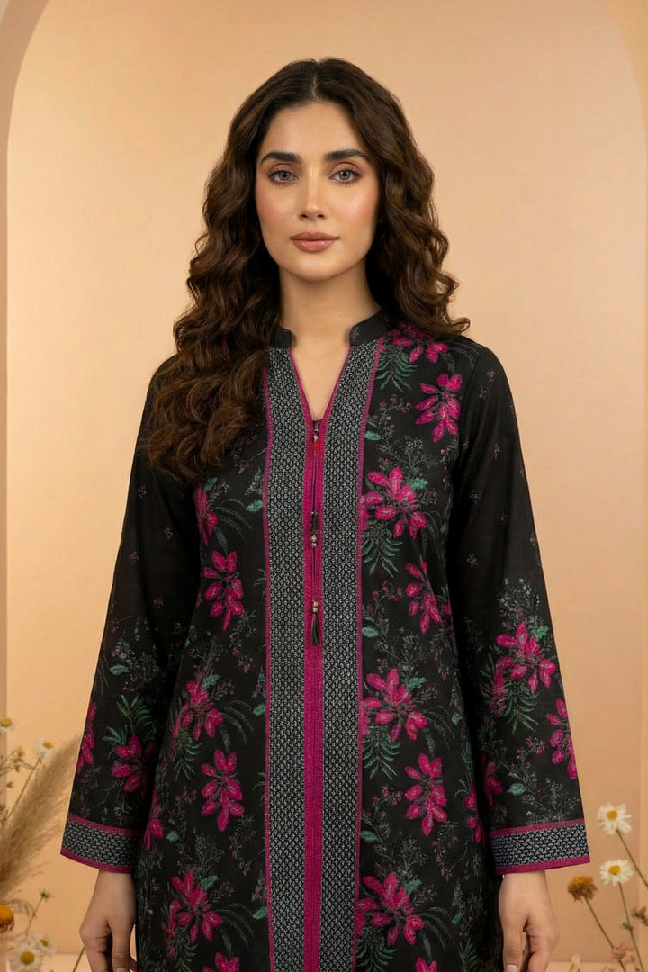 2 Pc Unstitched Premium Printed Black Co-Ord Set By Jacquard Clothing Summer 2026 Collection