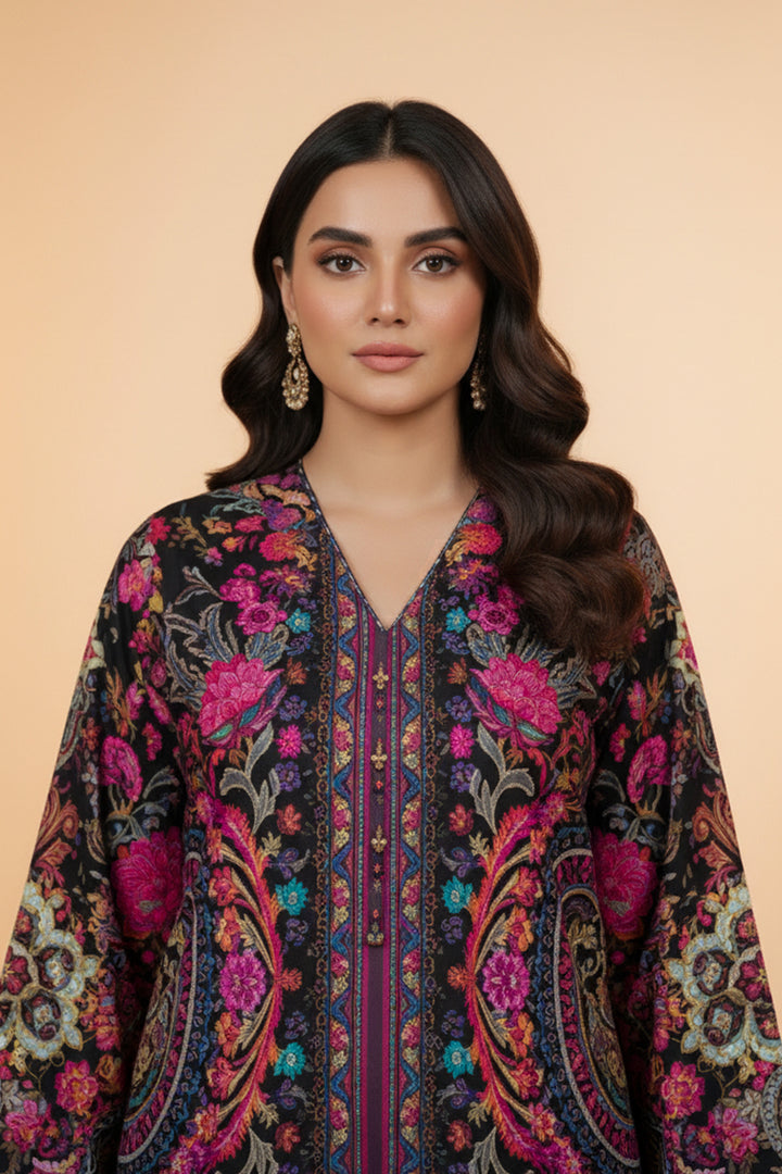 2 Pc Unstitched Premium Printed Black Co-Ord Set By Jacquard Clothing Summer 2026 Collection