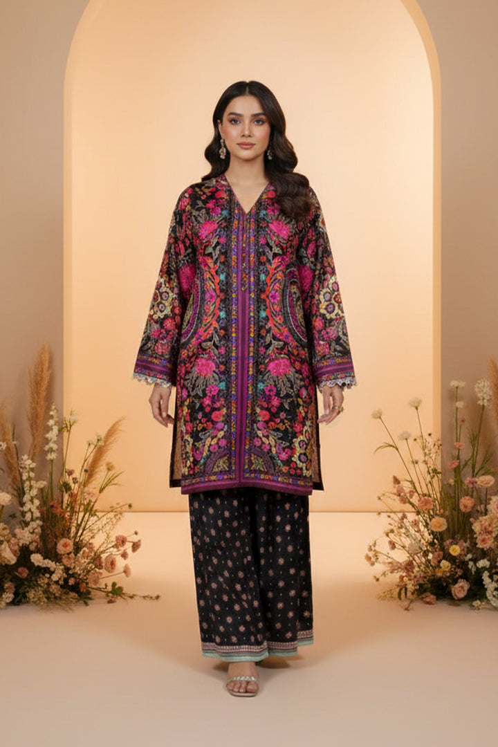 2 Pc Unstitched Premium Printed Black Co-Ord Set By Jacquard Clothing Summer 2026 Collection