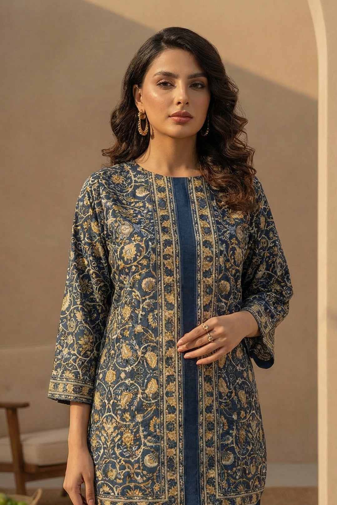 2 Pc Unstitched Premium Printed Blue Co-Ord Set By Jacquard Clothing Summer 2026 Collection