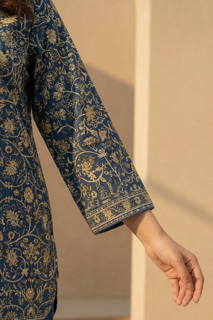 2 Pc Unstitched Premium Printed Blue Co-Ord Set By Jacquard Clothing Summer 2026 Collection