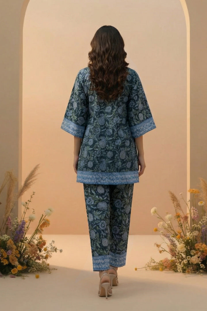 2 Pc Unstitched Premium Printed Blue Co-Ord Set By Jacquard Clothing Summer 2026 Collection