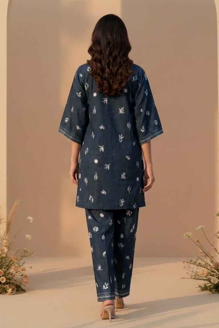 2 Pc Unstitched Premium Printed Charcoal Co-Ord Set By Jacquard Clothing Summer 2026 Collection