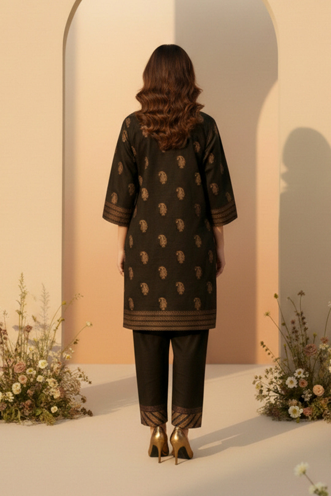 2 Pc Unstitched Premium Printed Coffee Co-Ord Set By Jacquard Clothing Summer 2026 Collection