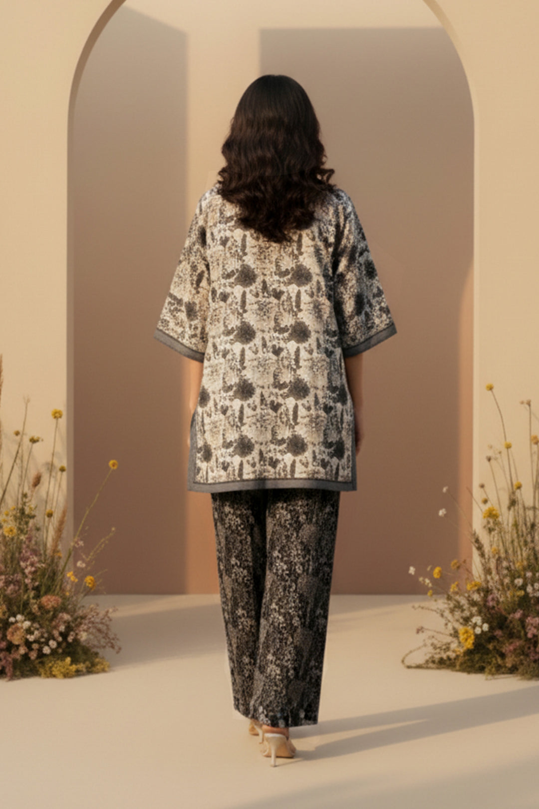 2 Pc Unstitched Premium Printed Dark Taupe Co-Ord Set By Jacquard Clothing Summer 2026 Collection