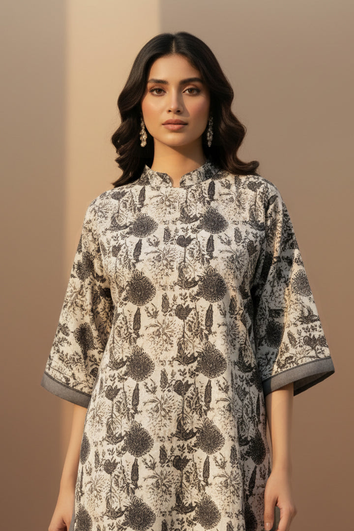 2 Pc Unstitched Premium Printed Dark Taupe Co-Ord Set By Jacquard Clothing Summer 2026 Collection