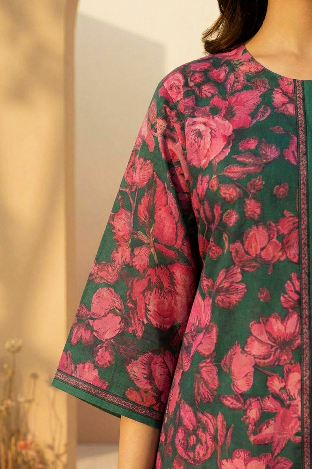2 Pc Unstitched Premium Printed Green Co-Ord Set By Jacquard Clothing Summer 2026 Collection
