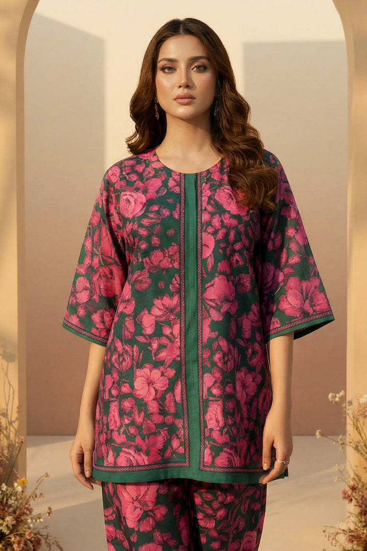 2 Pc Unstitched Premium Printed Green Co-Ord Set By Jacquard Clothing Summer 2026 Collection