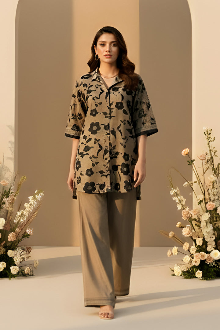 2 Pc Unstitched Premium Printed Patel Brown Co-Ord Set By Jacquard Clothing Summer 2026 Collection