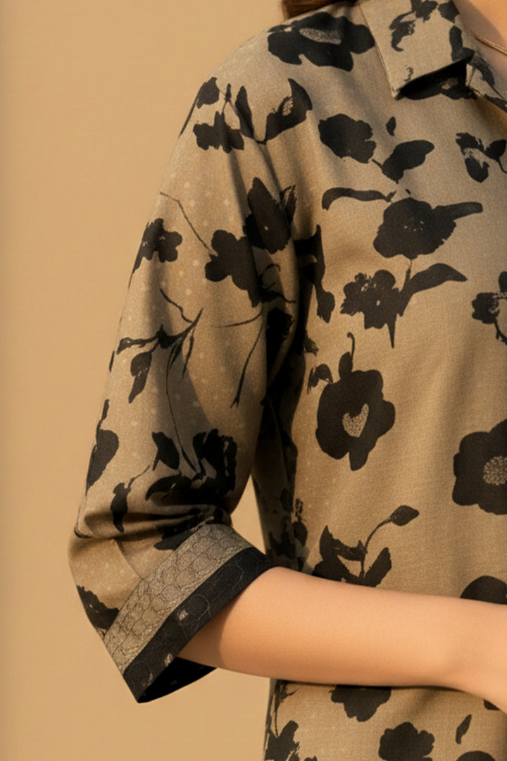 2 Pc Unstitched Premium Printed Patel Brown Co-Ord Set By Jacquard Clothing Summer 2026 Collection