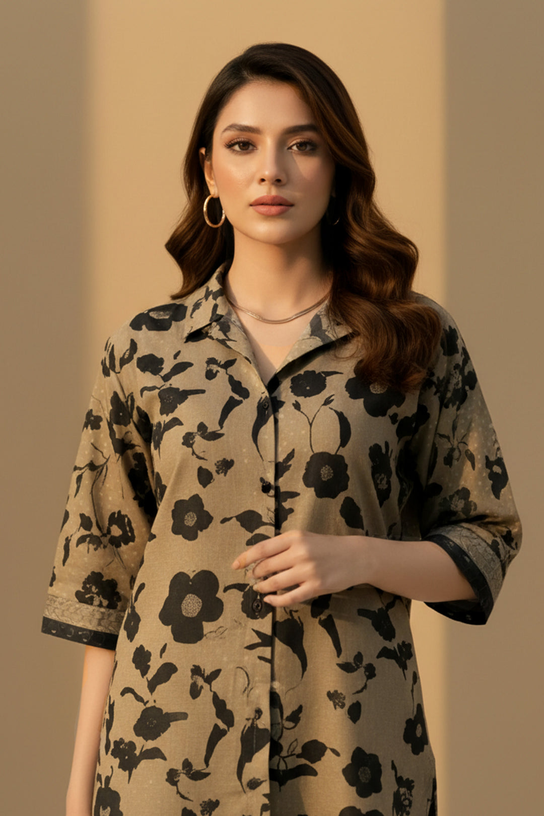 2 Pc Unstitched Premium Printed Patel Brown Co-Ord Set By Jacquard Clothing Summer 2026 Collection