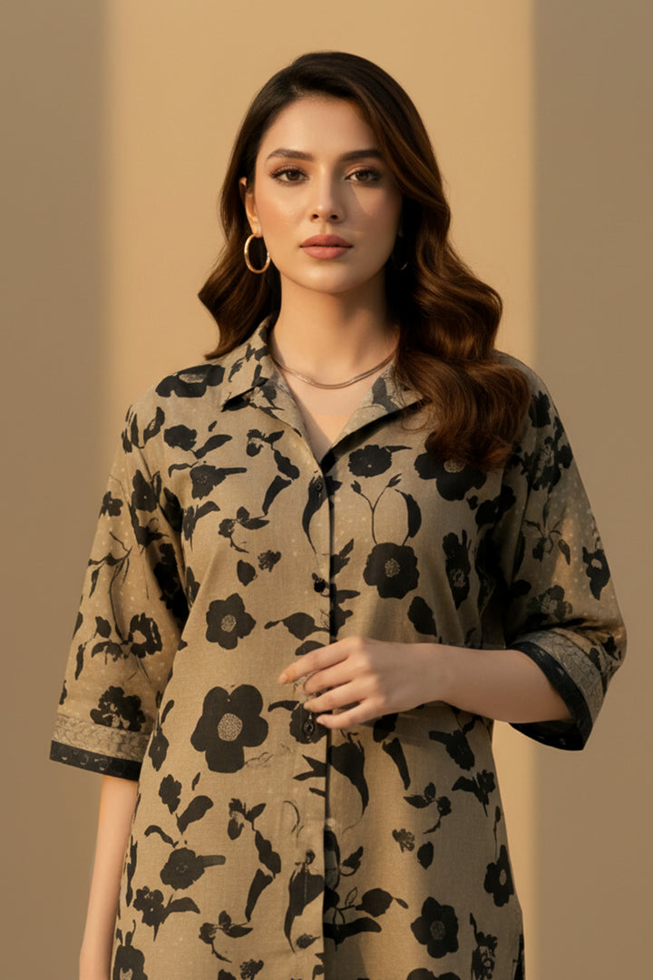 2 Pc Unstitched Premium Printed Patel Brown Co-Ord Set By Jacquard Clothing Summer 2026 Collection
