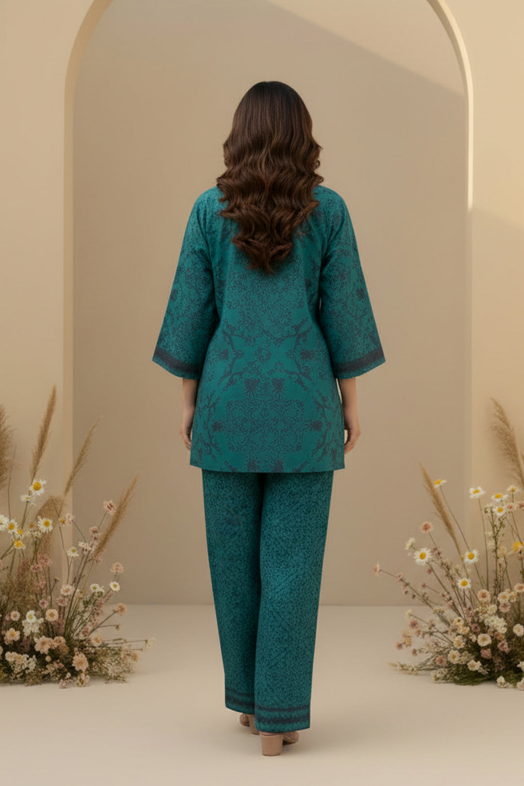 2 Pc Unstitched Premium Printed Pine Green Co-Ord Set By Jacquard Clothing Summer 2026 Collection