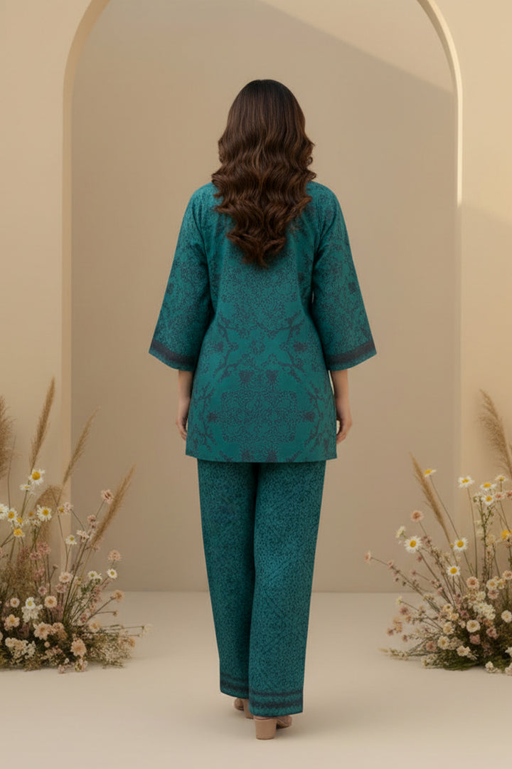 2 Pc Unstitched Premium Printed Pine Green Co-Ord Set By Jacquard Clothing Summer 2026 Collection