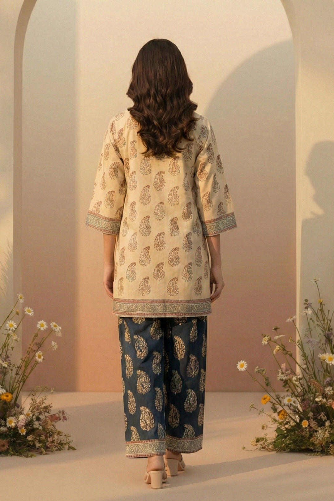 2 Pc Unstitched Premium Printed Tan Co-Ord Set By Jacquard Clothing Summer 2026 Collection