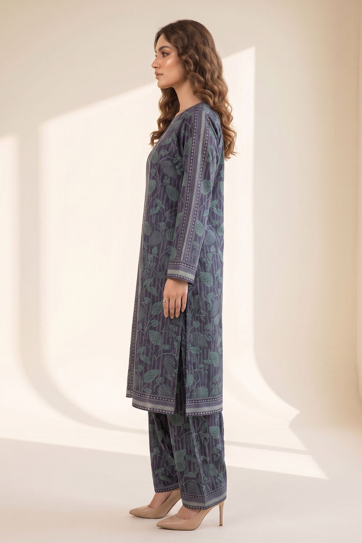 2 Piece Cadet Blue Unstitched Printed Cambric Co-Ord Set