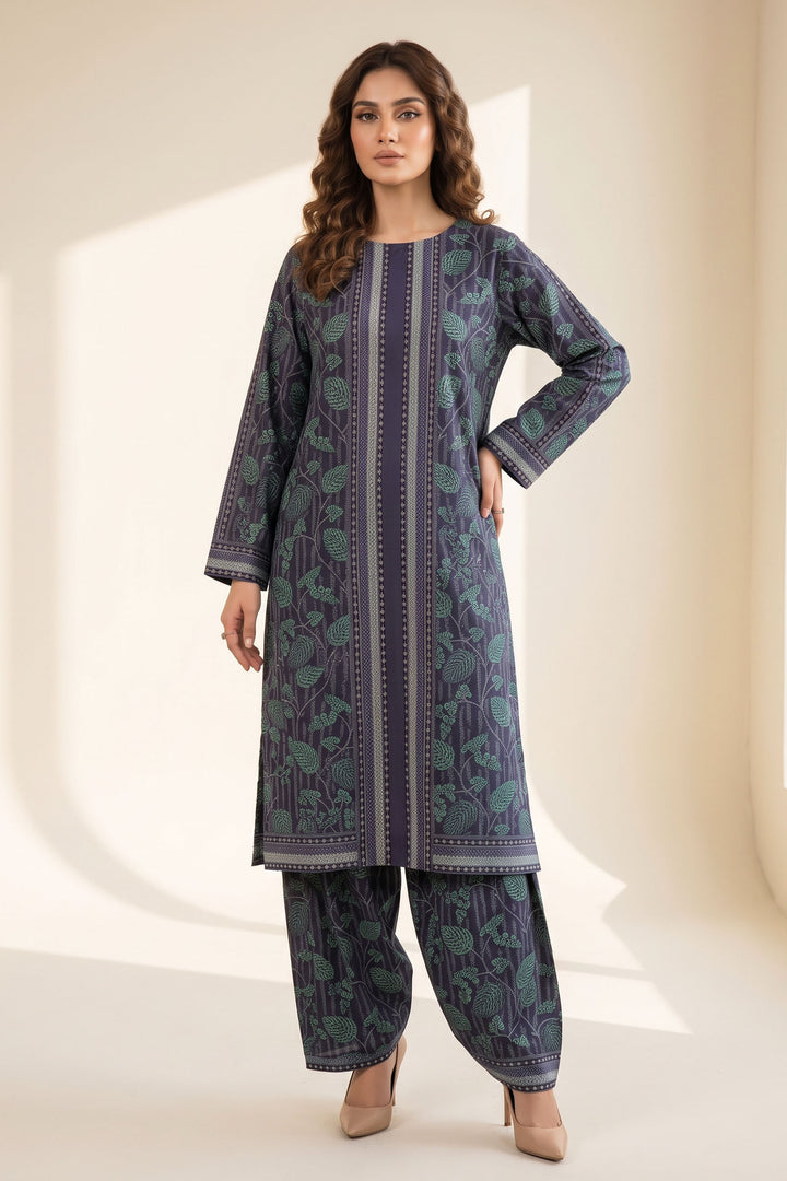 2 Piece Cadet Blue Unstitched Printed Cambric Co-Ord Set