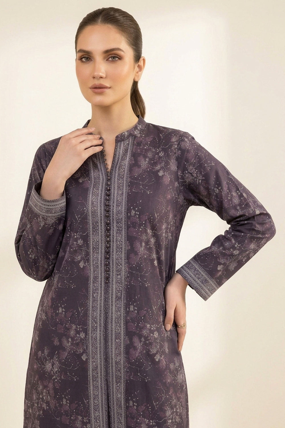 2 Piece Grape Purple Unstitched Printed Cambric Co-Ord Set