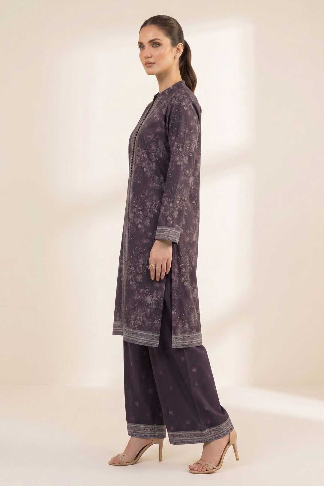 2 Piece Grape Purple Unstitched Printed Cambric Co-Ord Set