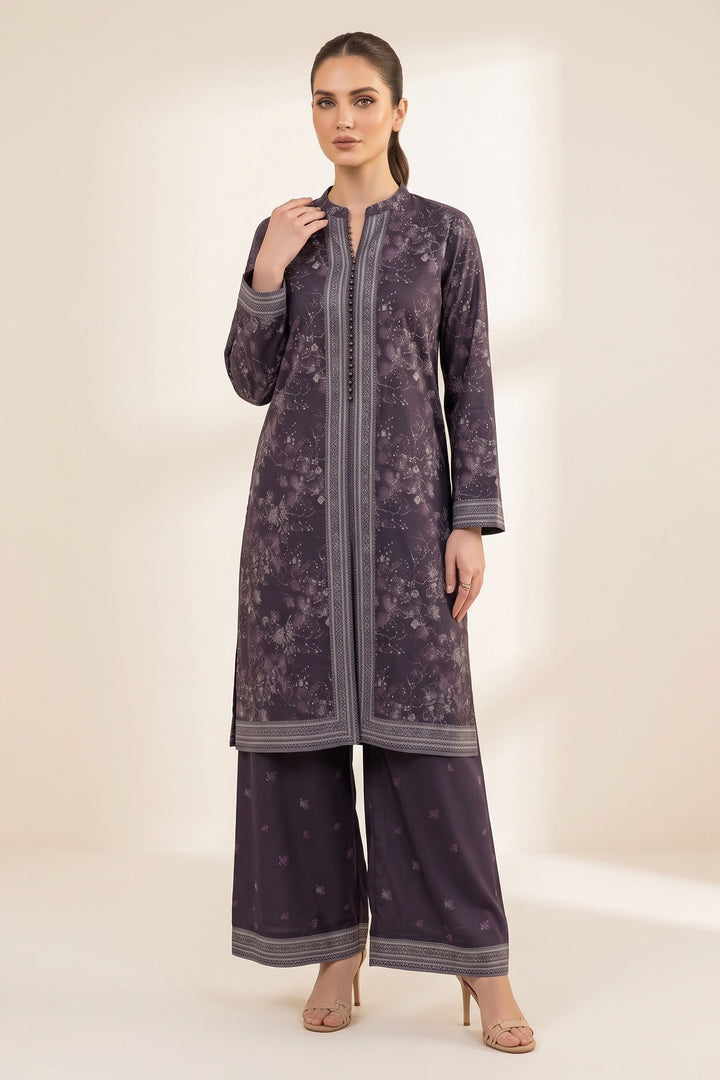 2 Piece Grape Purple Unstitched Printed Cambric Co-Ord Set