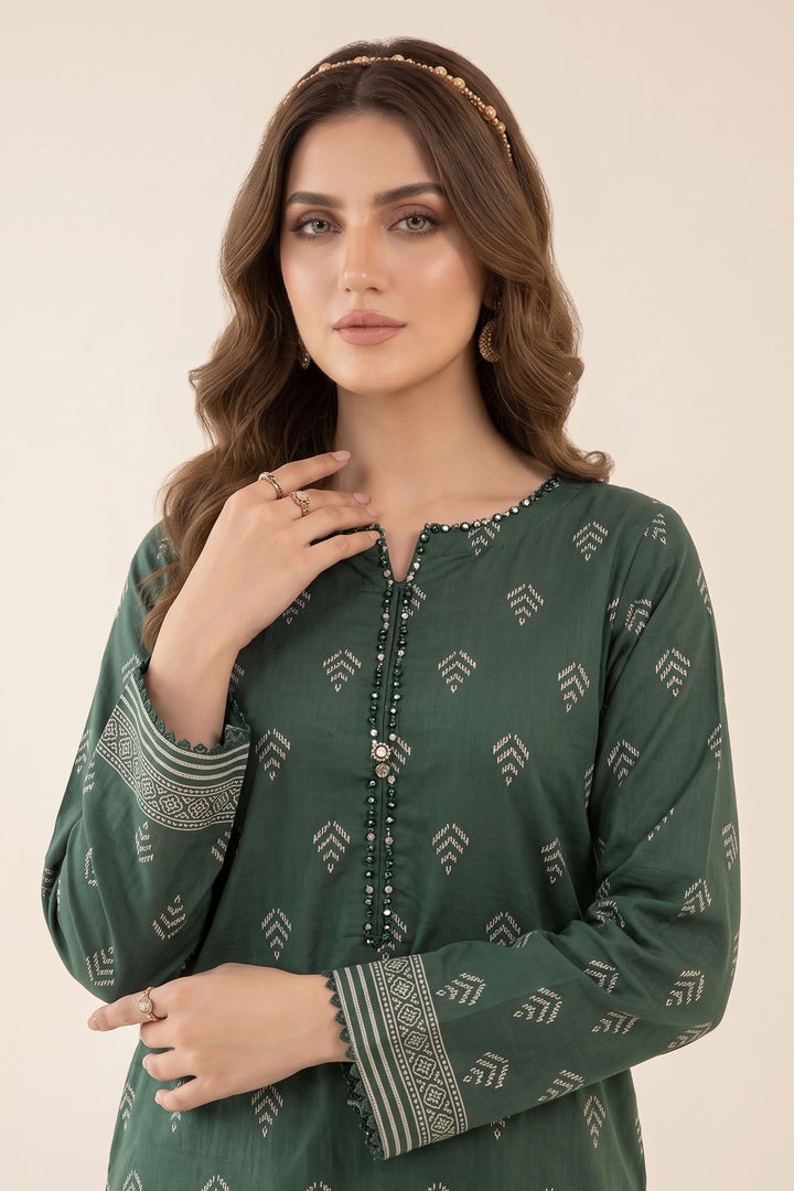 2 Piece Hunter Green Unstitched Printed Cambric Co-Ord Set