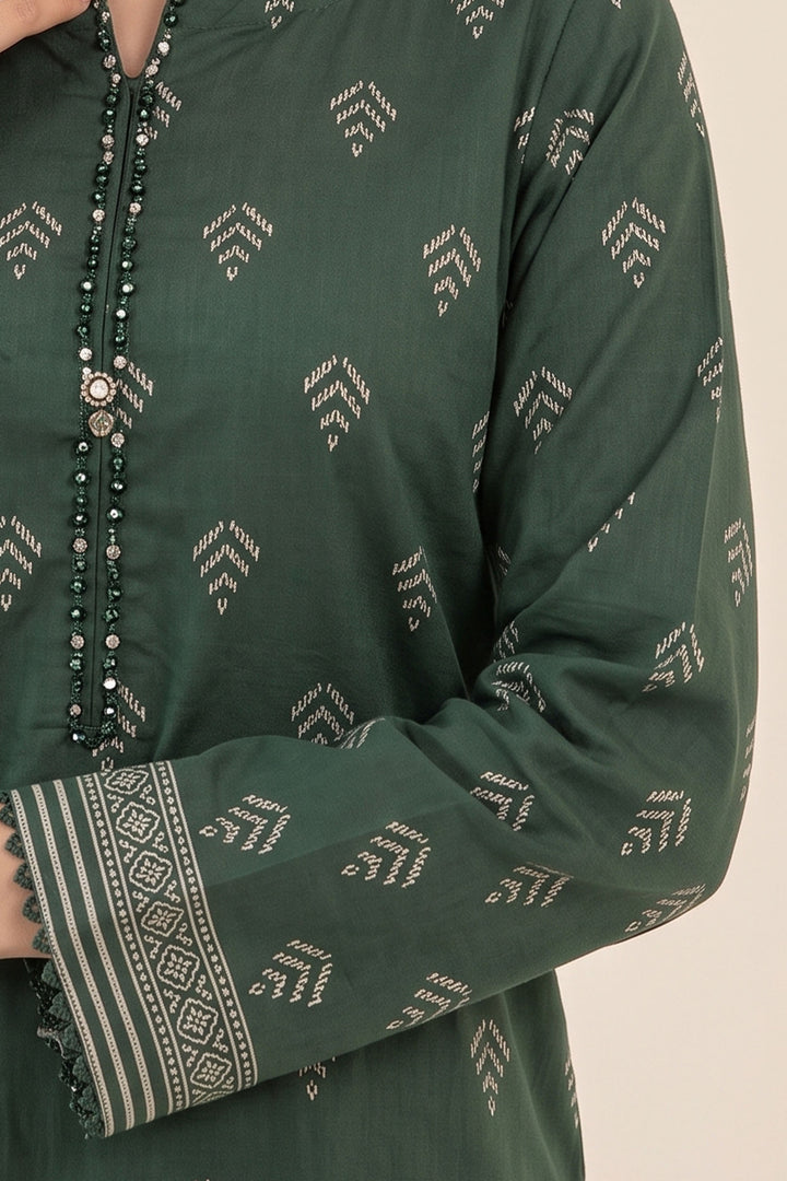 2 Piece Hunter Green Unstitched Printed Cambric Co-Ord Set