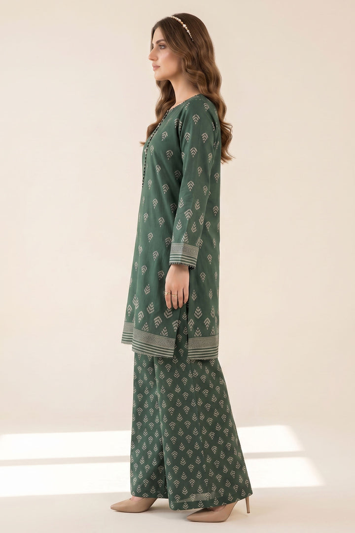 2 Piece Hunter Green Unstitched Printed Cambric Co-Ord Set