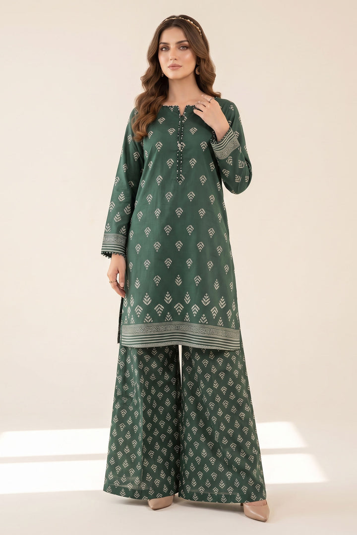 2 Piece Hunter Green Unstitched Printed Cambric Co-Ord Set