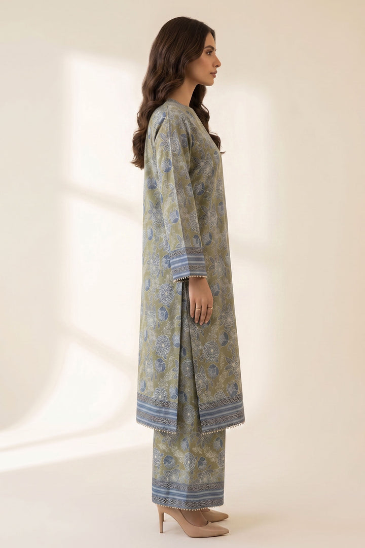 2 Piece Laurel Green Unstitched Printed Cambric Co-Ord Set
